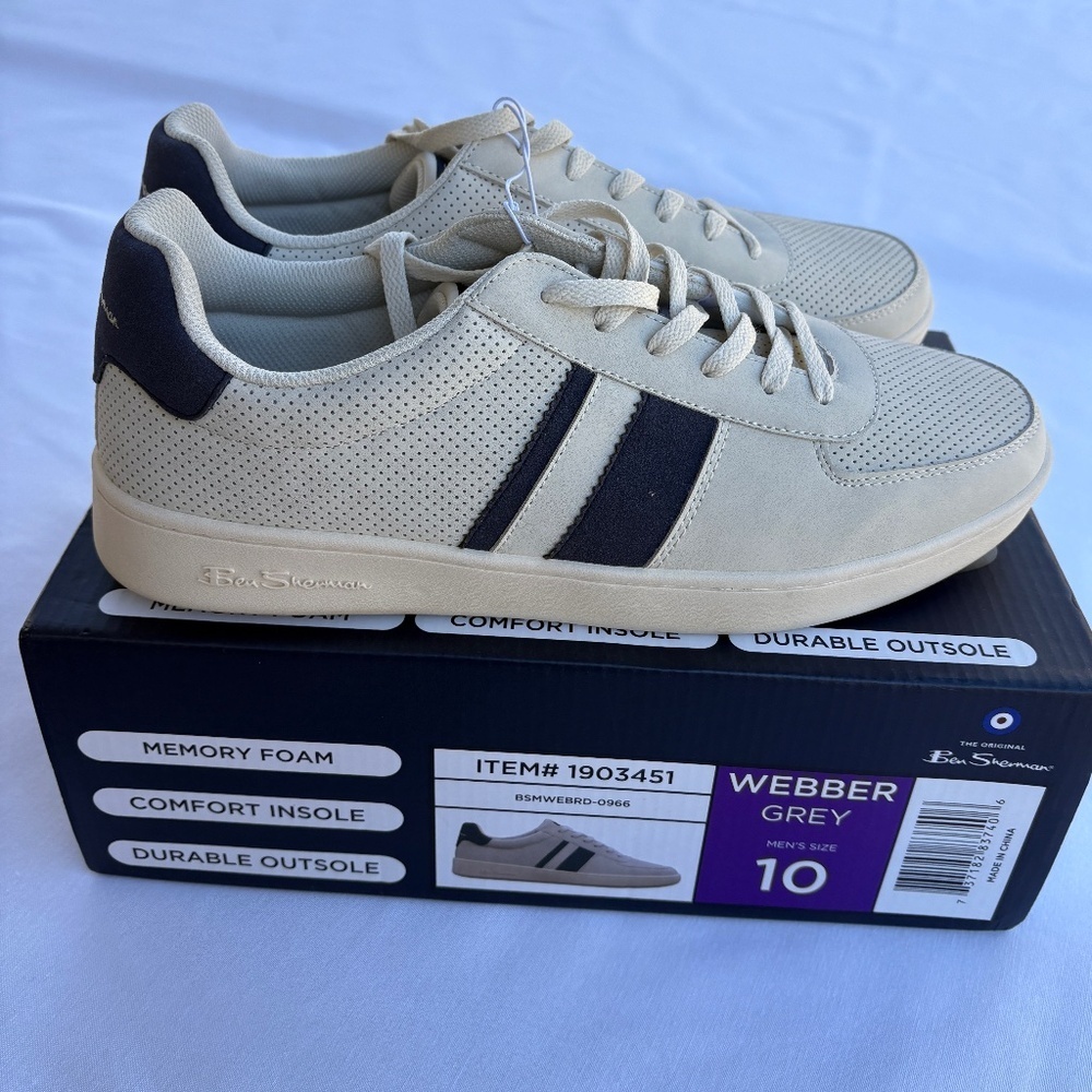 Ben Sherman Men's Grey Webber Sneaker Shoes Size 13 NWOB Color Beige